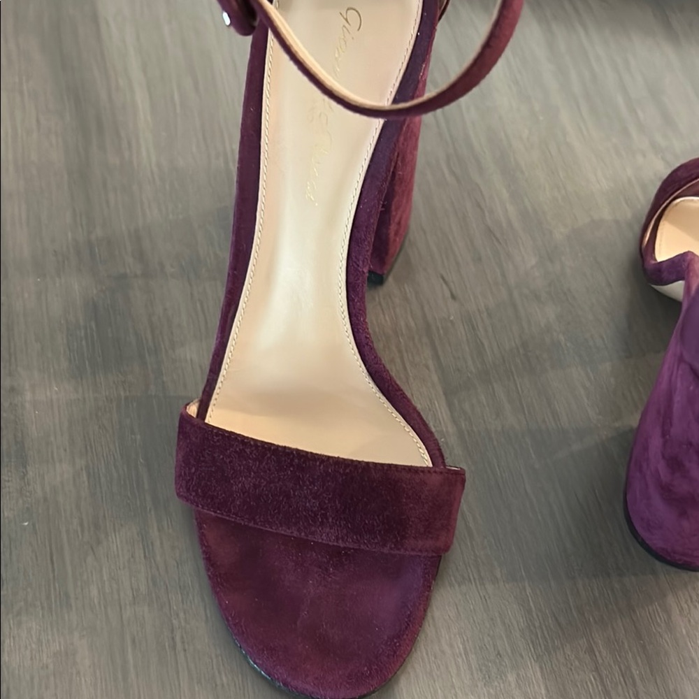 Gianvito Rossi Purple Suede Block Heel Heels - Picture 3 of 4